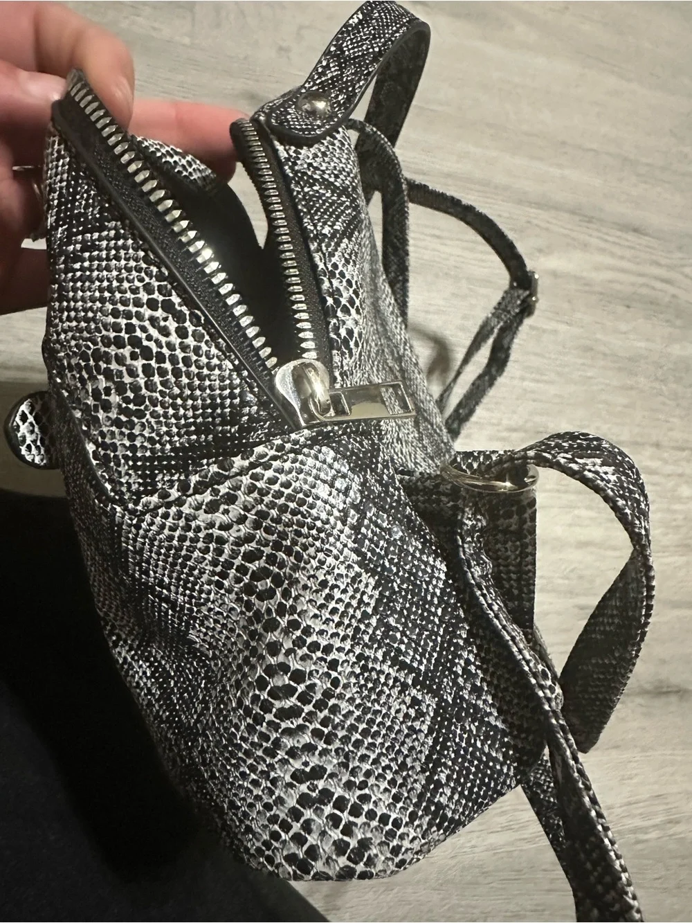 Snake-Print Women's Mini Backpack - Black & White
